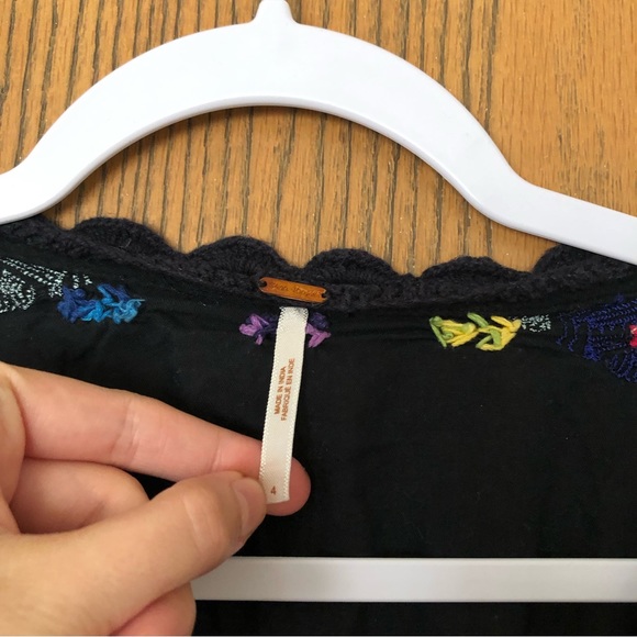 Free People Black‎ Embroidered Tunic Mini Dress - Picture 3 of 7
